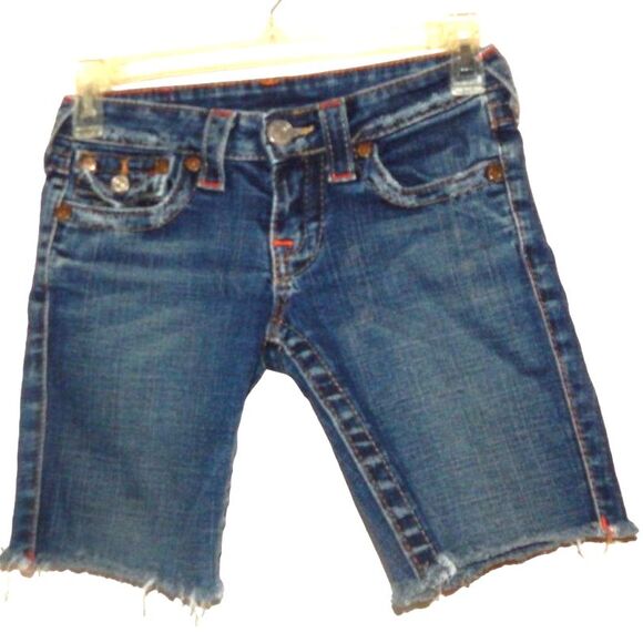 TRUE RELIGION women's junior's 24 waist (size 0) Joey cut-off denim jean shorts - Picture 1 of 6